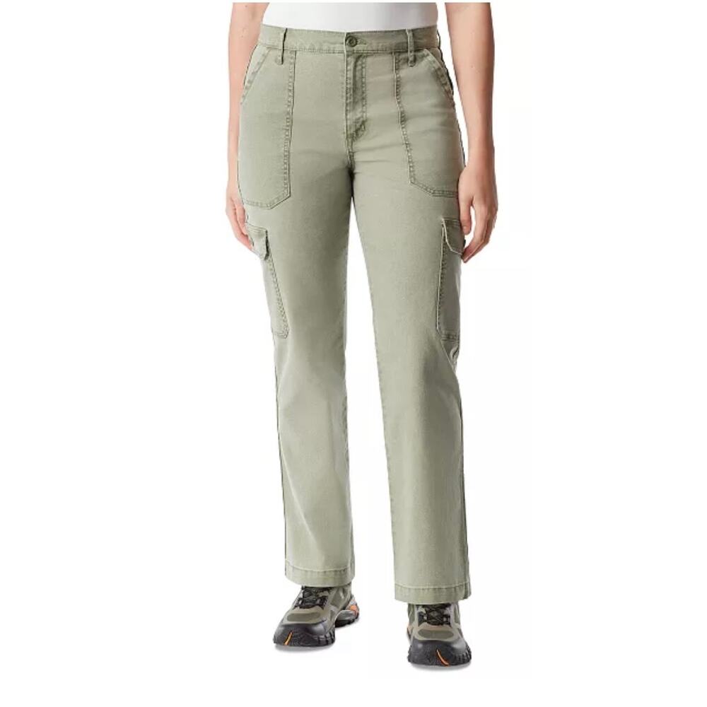 BASS OUTDOOR Women's High-Rise Canvas Cargo Pants NWT LICHEN GREEN SIZE 8